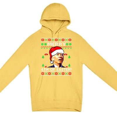 Merry 4th Of Easter Funny Joe Biden Christmas Ugly Sweater Premium Pullover Hoodie