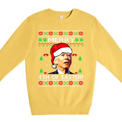 Merry 4th Of Easter Funny Joe Biden Christmas Ugly Sweater Premium Crewneck Sweatshirt