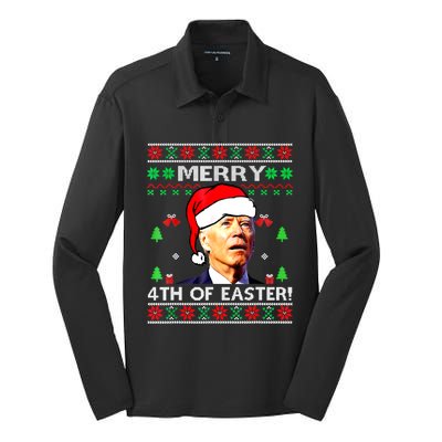 Merry 4th Of Easter Funny Joe Biden Christmas Ugly Sweater Silk Touch Performance Long Sleeve Polo