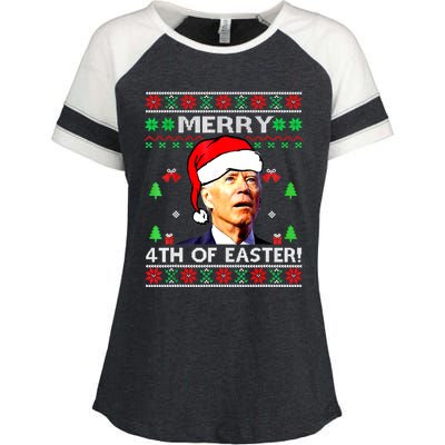 Merry 4th Of Easter Funny Joe Biden Christmas Ugly Sweater Enza Ladies Jersey Colorblock Tee