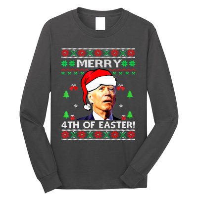 Merry 4th Of Easter Funny Joe Biden Christmas Ugly Sweater Long Sleeve Shirt