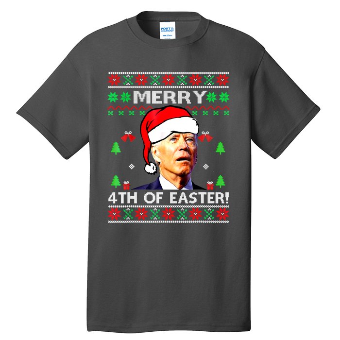 Merry 4th Of Easter Funny Joe Biden Christmas Ugly Sweater Tall T-Shirt