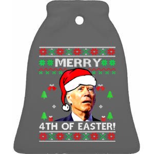 Merry 4th Of Easter Funny Joe Biden Christmas Ugly Sweater Ceramic Bell Ornament