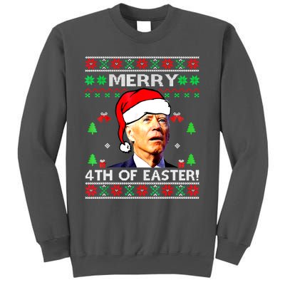 Merry 4th Of Easter Funny Joe Biden Christmas Ugly Sweater Tall Sweatshirt