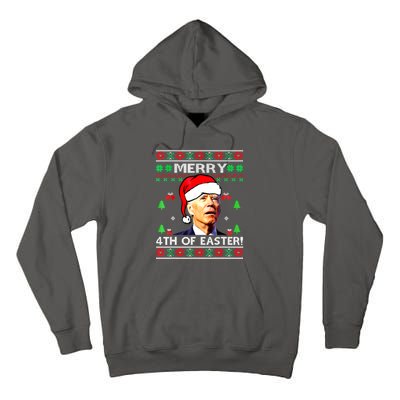 Merry 4th Of Easter Funny Joe Biden Christmas Ugly Sweater Tall Hoodie