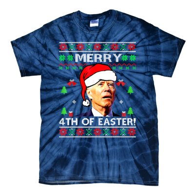 Merry 4th Of Easter Funny Joe Biden Christmas Ugly Sweater Tie-Dye T-Shirt