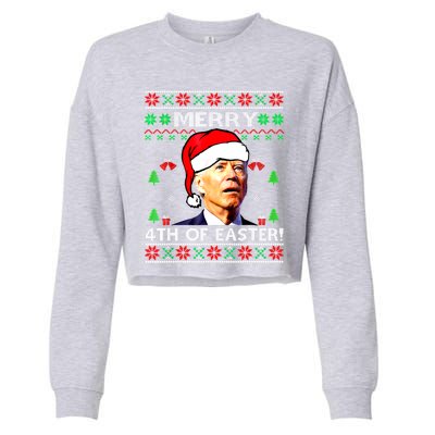 Merry 4th Of Easter Funny Joe Biden Christmas Ugly Sweater Cropped Pullover Crew