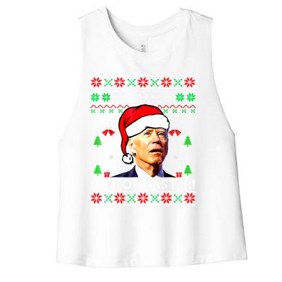 Merry 4th Of Easter Funny Joe Biden Christmas Ugly Sweater Women's Racerback Cropped Tank