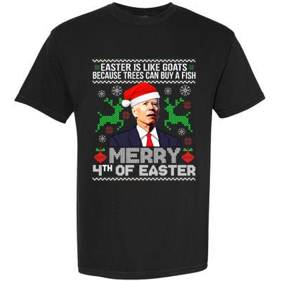 Merry 4th Of Easter Funny Christmas Ugly Sweater Garment-Dyed Heavyweight T-Shirt