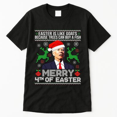 Merry 4th Of Easter Funny Christmas Ugly Sweater Tall T-Shirt