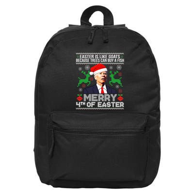 Merry 4th Of Easter Funny Christmas Ugly Sweater 16 in Basic Backpack