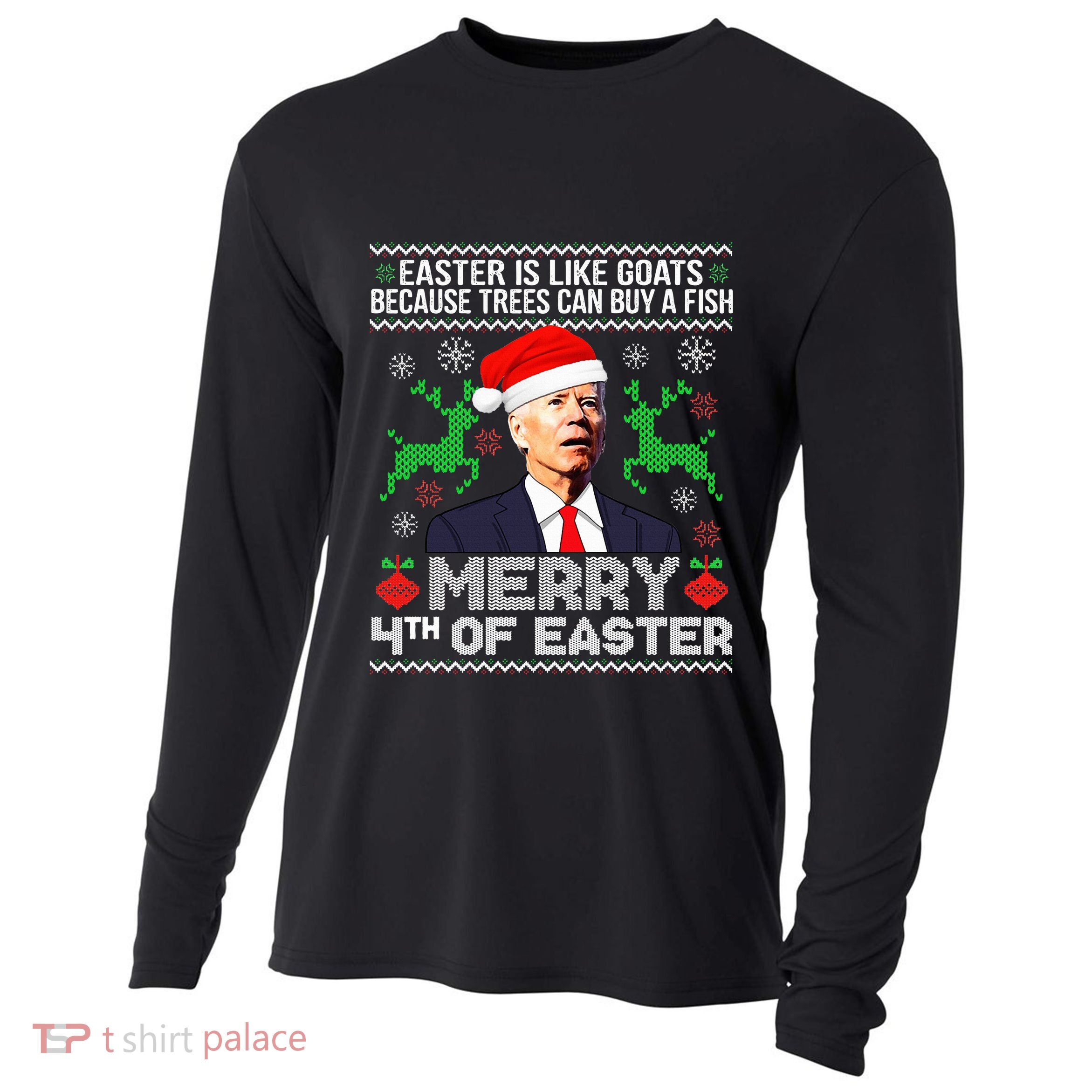 Merry 4th Of Easter Funny Christmas Ugly Sweater Cooling Performance Long Sleeve Crew