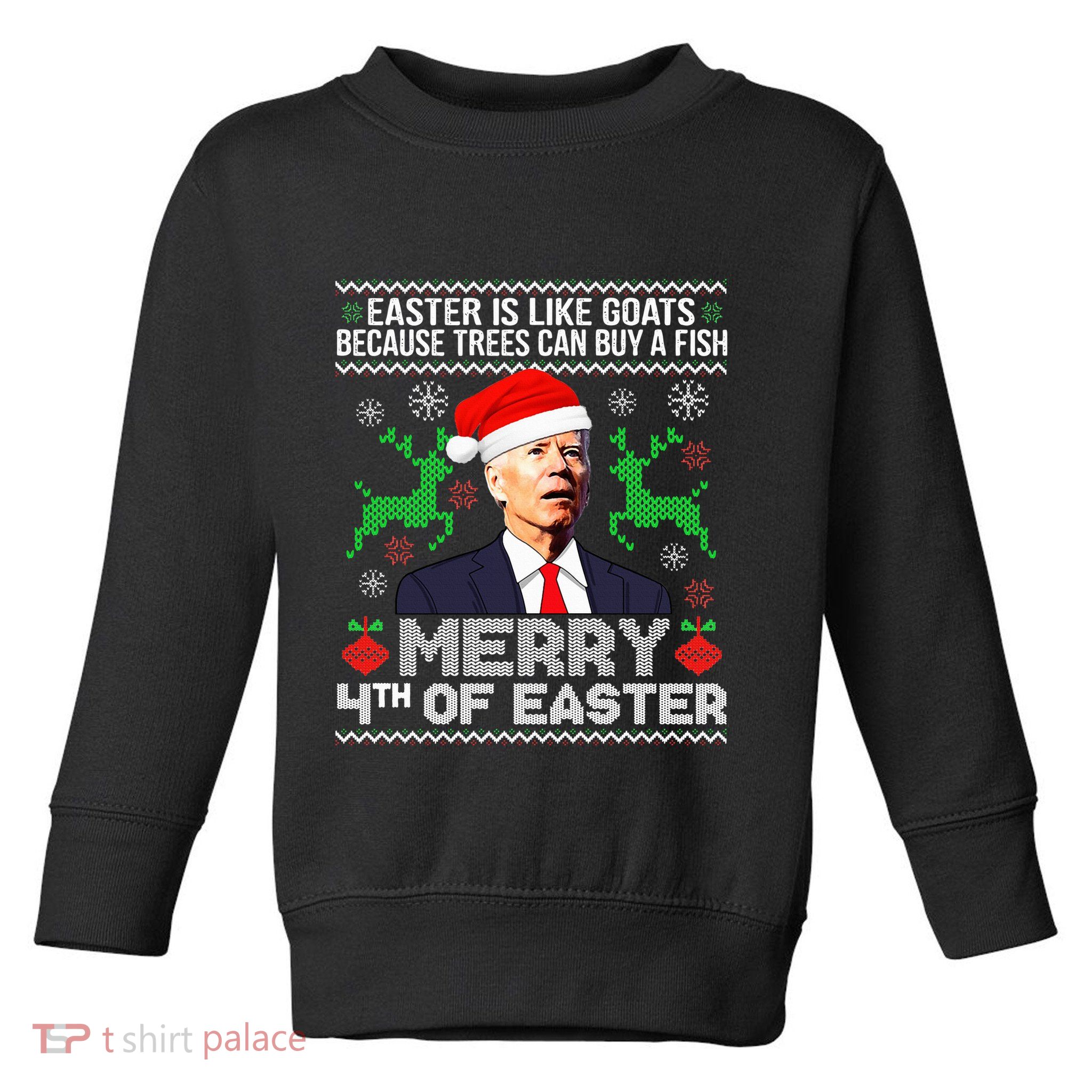 Merry 4th Of Easter Funny Christmas Ugly Sweater Toddler Sweatshirt