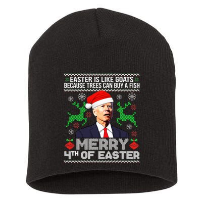 Merry 4th Of Easter Funny Christmas Ugly Sweater Short Acrylic Beanie