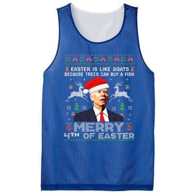 Merry 4th Of Easter Funny Biden Ugly Christmas Sweater  Mesh Reversible Basketball Jersey Tank