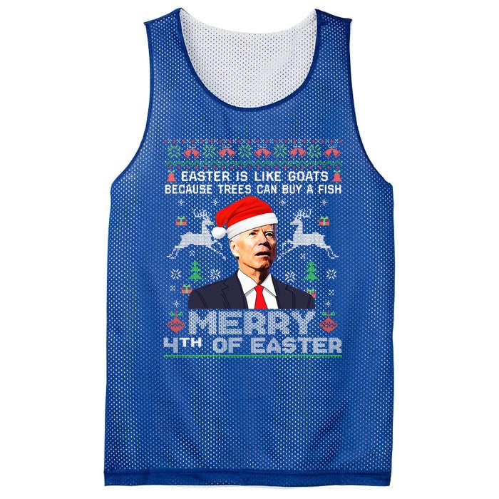 Merry 4th Of Easter Funny Biden Ugly Christmas Sweater  Mesh Reversible Basketball Jersey Tank