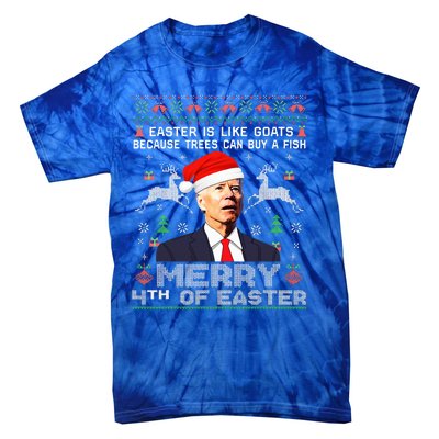 Merry 4th Of Easter Funny Biden Ugly Christmas Sweater  Tie-Dye T-Shirt