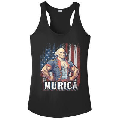 Murica 4th Of July Patriotic Funny George Washington July 4th Ladies PosiCharge Competitor Racerback Tank