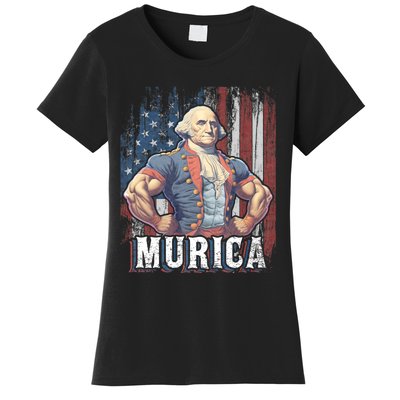 Murica 4th Of July Patriotic Funny George Washington July 4th Women's T-Shirt