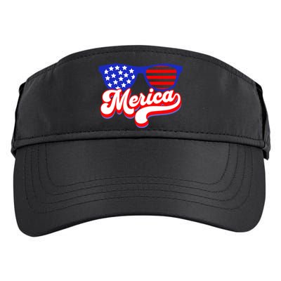 Merica 4th Of July Patriotic American Flag Apparel Adult Drive Performance Visor