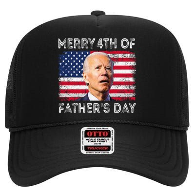 Merry 4th of July Father's Day 4th of July High Crown Mesh Back Trucker Hat