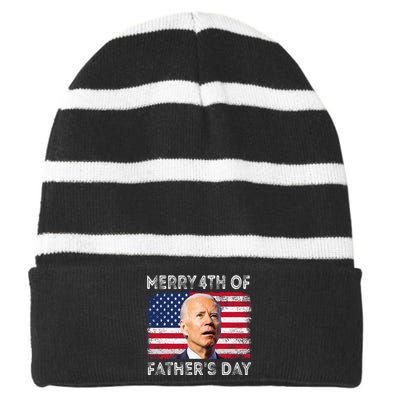 Merry 4th of July Father's Day 4th of July Striped Beanie with Solid Band