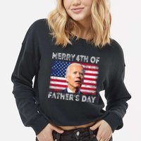 Merry 4th of July Father's Day 4th of July Cropped Pullover Crew