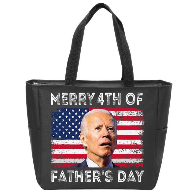 Merry 4th of July Father's Day 4th of July Zip Tote Bag