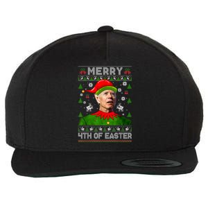 Merry 4th Of Easter Funny Joe Biden Ugly Christmas Wool Snapback Cap