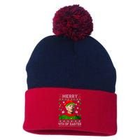 Merry 4th Of Easter Funny Joe Biden Ugly Christmas Pom Pom 12in Knit Beanie