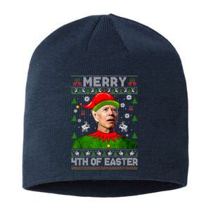 Merry 4th Of Easter Funny Joe Biden Ugly Christmas Sustainable Beanie