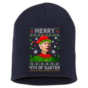 Merry 4th Of Easter Funny Joe Biden Ugly Christmas Short Acrylic Beanie