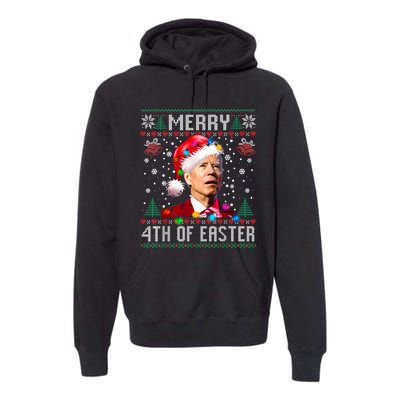 Merry 4th Of Easter Funny Joe Biden Christmas Ugly Sweater Premium Hoodie