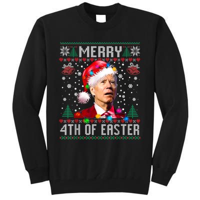 Merry 4th Of Easter Funny Joe Biden Christmas Ugly Sweater Tall Sweatshirt