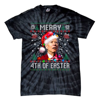 Merry 4th Of Easter Funny Joe Biden Christmas Ugly Sweater Tie-Dye T-Shirt