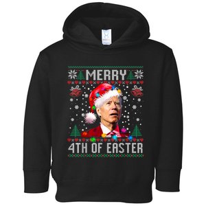 Merry 4th Of Easter Funny Joe Biden Christmas Ugly Sweater Toddler Hoodie