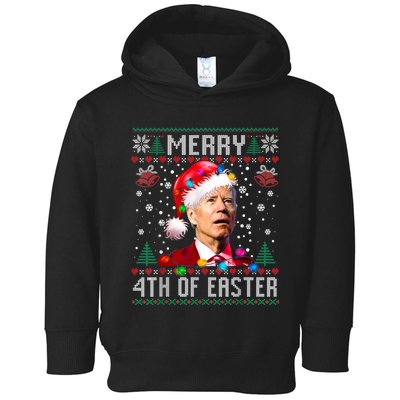 Merry 4th Of Easter Funny Joe Biden Christmas Ugly Sweater Toddler Hoodie