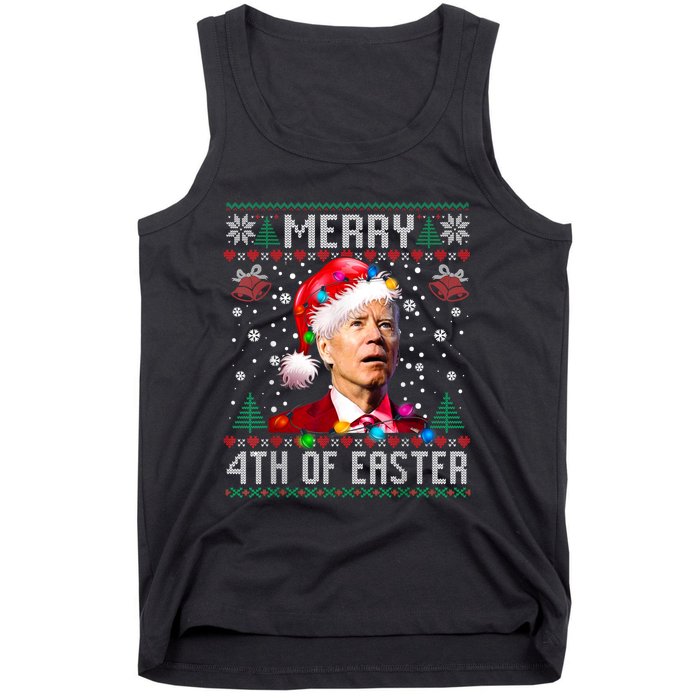 Merry 4th Of Easter Funny Joe Biden Christmas Ugly Sweater Tank Top