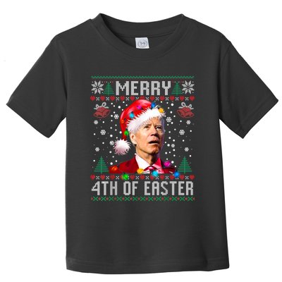 Merry 4th Of Easter Funny Joe Biden Christmas Ugly Sweater Toddler T-Shirt