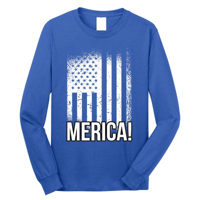 Merica 4th Of July American Flag Patrioticic Meaningful Gift Long Sleeve Shirt