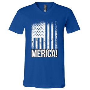 Merica 4th Of July American Flag Patrioticic Meaningful Gift V-Neck T-Shirt