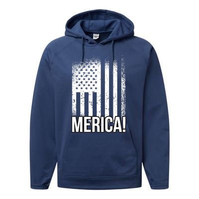 Merica 4th Of July American Flag Patrioticic Meaningful Gift Performance Fleece Hoodie