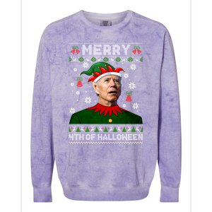 Merry 4th Of Halloween Funny Joe Biden Christmas Ugly Sweater Colorblast Crewneck Sweatshirt