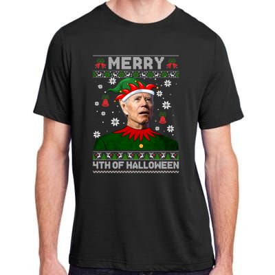 Merry 4th Of Halloween Funny Joe Biden Christmas Ugly Sweater Adult ChromaSoft Performance T-Shirt