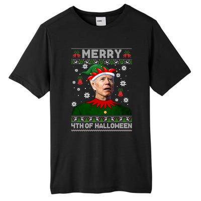 Merry 4th Of Halloween Funny Joe Biden Christmas Ugly Sweater Tall Fusion ChromaSoft Performance T-Shirt