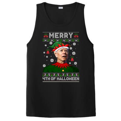 Merry 4th Of Halloween Funny Joe Biden Christmas Ugly Sweater PosiCharge Competitor Tank