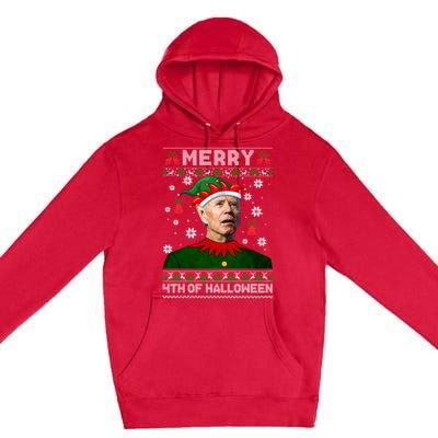 Merry 4th Of Halloween Funny Joe Biden Christmas Ugly Sweater Premium Pullover Hoodie