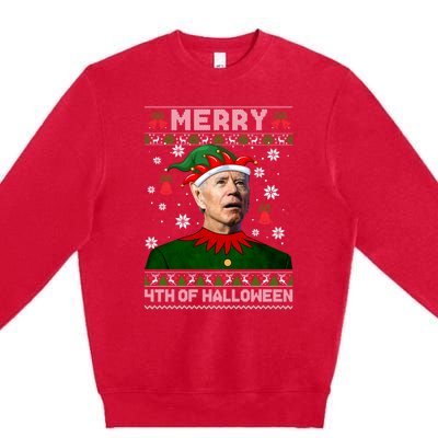 Merry 4th Of Halloween Funny Joe Biden Christmas Ugly Sweater Premium Crewneck Sweatshirt