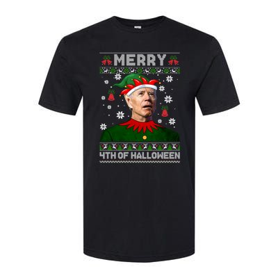 Merry 4th Of Halloween Funny Joe Biden Christmas Ugly Sweater Softstyle CVC T-Shirt