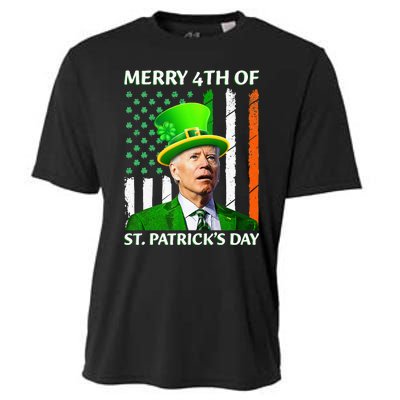 Merry 4th Of St Patrick's Day Funny Leprechaun Joe Biden  Cooling Performance Crew T-Shirt